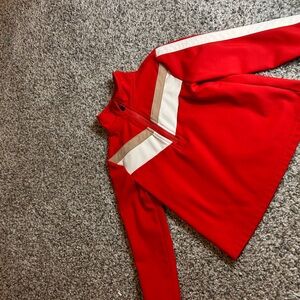 Red and White Quarter-Zip Pullover